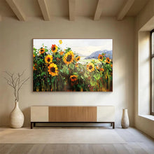 Load image into Gallery viewer, Hand - painted Extensive Sunflower Field Landscape Acrylic Art for Cheerful Dining Rooms LargeART1760
