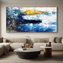 Load image into Gallery viewer, Grand Blue - Yellow Black Abstract Acrylic Art for Urban Loft & Art Bar LargeART0381