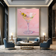 Load image into Gallery viewer, Classic Martini on Pink Abstract Painting, Ideal for Chic Bar Area & Sophisticated Lounge LargeART2016