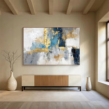 Load image into Gallery viewer, Blue and Gold Abstract Painting the First Choice for a Luxurious Living Room Style LargeART1602