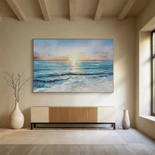 Load image into Gallery viewer, “Sunset Over Ocean” - Realistic - Inspired Abstract Acrylic, Great for Beach House and Bedroom DLZ258
