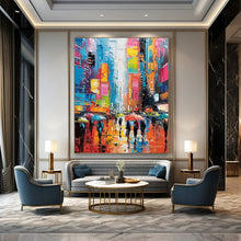 Load image into Gallery viewer, Vibrant Colorful City Street Abstract Painting, Suited for Urban - Themed Café & City - Lover’s Living Room LargeART1911