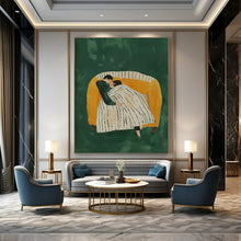 Load image into Gallery viewer, Green - Orange Abstract Intimate Scene Art, Ideal for Romantic Living Room & Loving Bedroom LargeART2050