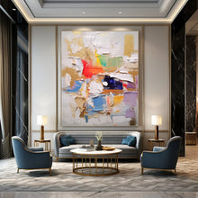 Load image into Gallery viewer, “Rainbow Palette Knife Cascade” Abstract Painting on Canvas, Bohemian Studio Decor DKH1057