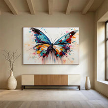 Load image into Gallery viewer, Hand - Painted Colorful Butterfly Impasto Acrylic Art for Vibrant Kid’s Room LargeART1642