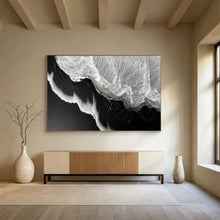 Load image into Gallery viewer, Black and White Ocean Wave Aerial Abstract acrylic painting DLZ075