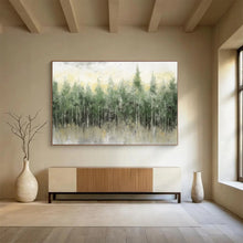 Load image into Gallery viewer, Misty Forest in Green and Gray Abstract acrylic painting DLZ065