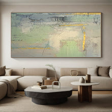 Load image into Gallery viewer, Oversized Gray - Mint Gold Abstract Acrylic Art for Living Room & Office Lobby LargeART0374