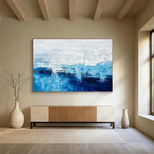 Load image into Gallery viewer, Blue and White Coastal Abstract Painting for Beach House & Serene Spa Lounge DKH275