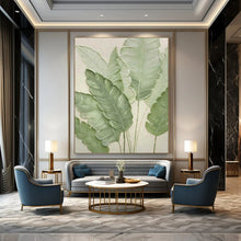 Load image into Gallery viewer, Textured Green Leaves Abstract Painting, Ideal for Modern Kitchen & Bohemian Bathroom LargeART1876