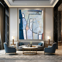 Load image into Gallery viewer, Blue - Toned Geometric Abstract Painting, Ideal for Modern Office & Art - Filled Living Room LargeART2393