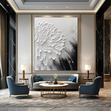 Load image into Gallery viewer, Black & White Textured Floral Abstract Painting, Ideal for Minimalist Bedroom & Art Gallery - Style Hallway LargeART2105