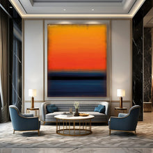 Load image into Gallery viewer, “Orange and Blue Gradient Sunset” - Color - Field Sunset Art on Canvas DKH1601