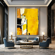 Load image into Gallery viewer, “Vibrant Yellow Energy” - Yellow, Black, White, Orange Abstract Art on Canvas DKH1101