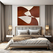 Load image into Gallery viewer, Brown & White Geometric Overlap Abstract Canvas Painting, Ideal for Mid - Century Modern Living Room & Art Gallery Corridor LargeART1114
