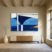 Load image into Gallery viewer, Geometric Blue - Toned Abstract Painting on Canvas DKH540