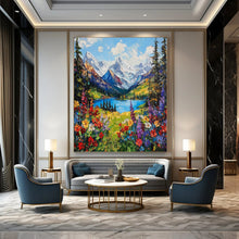 Load image into Gallery viewer, Abstract Painting Vivid Mountain Lake Art for Patio & Office Decor LargeART2156