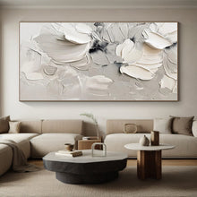 Load image into Gallery viewer, Oversized Textured White Floral Art for Elegant Bedroom & Chic Boutique LargeART0517