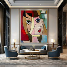 Load image into Gallery viewer, “Cubist Portrait” - Colorful Geometric Face Art on Canvas DKH1407