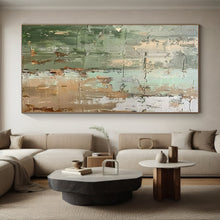 Load image into Gallery viewer, Green - Beige Abstract Texture Art for Rustic Café & Art Studio LargeART0854