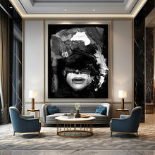 Load image into Gallery viewer, Abstract Face in Black & White – Bold Mixed - Media Portrait DTP232