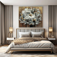 Load image into Gallery viewer, White Flowers with Gold Accents Abstract Canvas Painting, Ideal for Elegant Bedroom & Luxury Living Room LargeART1194