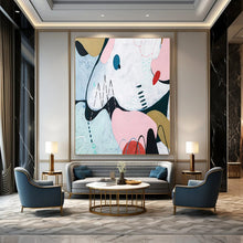 Load image into Gallery viewer, Pastel - Colored Abstract Shapes Art - Perfect for Bohemian Bedroom & Café Lounge LargeART2384