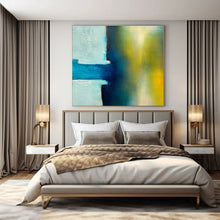 Load image into Gallery viewer, Blue and Green Abstract Fusion Canvas Painting, Ideal for Modern Studio & Calm Waiting Room LargeART1238