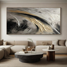 Load image into Gallery viewer, Gold - Silver - Black Flow Acrylic Art for Luxury Bedroom & Hotel Lobby LargeART0834