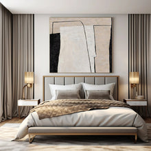 Load image into Gallery viewer, Geometric Black - White Abstract 2 Abstract Canvas Painting, Suited for Modern Studio & Chic Entryway LargeART1136