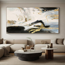 Load image into Gallery viewer, Oversized Gray and Gold Abstract Splash Acrylic for Luxury Spa & High - End Art Salon LargeART0363