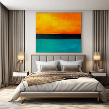 Load image into Gallery viewer, Orange - Teal Horizon Abstract Canvas Painting, Great for Coastal Bedroom & Inspirational Office LargeART1187