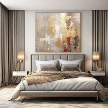 Load image into Gallery viewer, Gray, Gold & Red Abstract Fusion Acrylic Art, Nice for Office & Dining Area LargeART1017