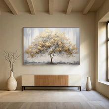 Load image into Gallery viewer, Gray & Gold Tree of Light Hand-Painted Abstract Acrylic Art for Home Office Elegance LargeART1621