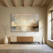 Load image into Gallery viewer, Gold - Accented Hazy River Abstract Painting for Luxury Bedroom & Elegant Dining Room DKH323
