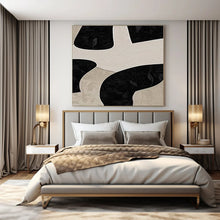 Load image into Gallery viewer, Black & Beige Organic Shapes Abstract Canvas Painting, Ideal for Contemporary Studio & Monochrome Dining Room LargeART1099