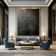 Load image into Gallery viewer, Textured Black Abstract Painting - Ideal for Industrial Loft & Home Theater LargeART2363