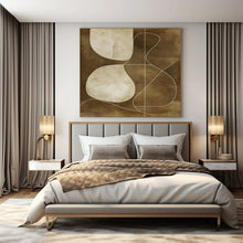Load image into Gallery viewer, Brown and White Geometric Abstract Art for Mid - century Modern Living Room & Sophisticated Office Lounge LargeART0941