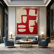 Load image into Gallery viewer, Red & Beige Abstract Shapes - Ideal for Bohemian Living Room & Art Studio LargeART2367