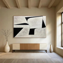 Load image into Gallery viewer, Abstract Painting on Canvas: Monochrome Geometric Abstraction - “Bold Simplicity” DKH582