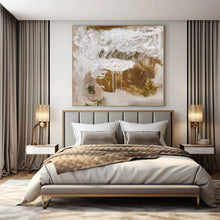 Load image into Gallery viewer, Abstract White and Brown Drizzle Art, Perfect for Bohemian Bedroom & Artsy Studio LargeART1085