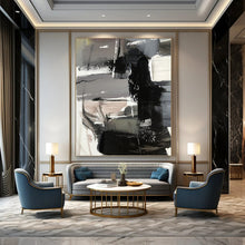 Load image into Gallery viewer, “Grey and Black Minimalist Abstract” - Grey, Black, White Abstract Art on Canvas DKH1263