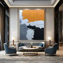 Load image into Gallery viewer, “Colorful Line and Shape Abstract” - Orange, Black, Grey, White Abstract Art on Canvas DKH1334