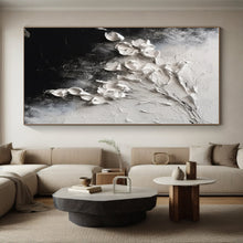 Load image into Gallery viewer, 3D White Flowers on Black Acrylic Art - Great for Romantic Bedroom & Elegant Bathroom LargeART0580