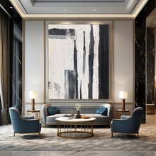 Load image into Gallery viewer, “Vertical Strokes” – Tall black, gray strokes on white, varied textures DTP367