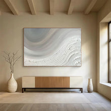 Load image into Gallery viewer, Abstract Painting on Canvas: Textured White Wave - “Quiet Motion” DKH584