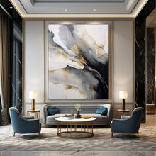 Load image into Gallery viewer, Gold & Gray Abstract Swirl Painting, Perfect for Modern Gallery Wall & Elegant Dining Room LargeART2066