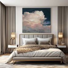 Load image into Gallery viewer, Pink Clouds on Dark Sky Abstract Painting, Suited for Dreamy Nursery & Relaxing Reading Nook LargeART1449