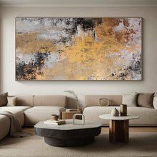 Load image into Gallery viewer, Hand - painted Large - scale Gold and Gray Abstract Textures Acrylic Art for Luxurious Living Rooms LargeART0014