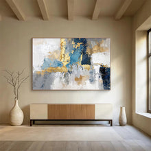 Load image into Gallery viewer, Blue - Gray - Gold Abstract Painting On Canvas DKH344